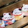 maneki neko – porte monnaie de style japonais rétro, impression de fleurs, fermeture éclair, pochette chat porte bonheur, portefeuilles en pu, porte carte pour femmes