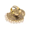 bague ronde en métal pour femme, grand paon indien rétro, perles de fleurs sculptées boho, bague pompon, bijoux de fête à la mode