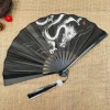ventilateur pliable dragon rétro pour hommes et femmes, style national, hanfu, portable, durable, motif double face, ventilateur injgrill, 8 po