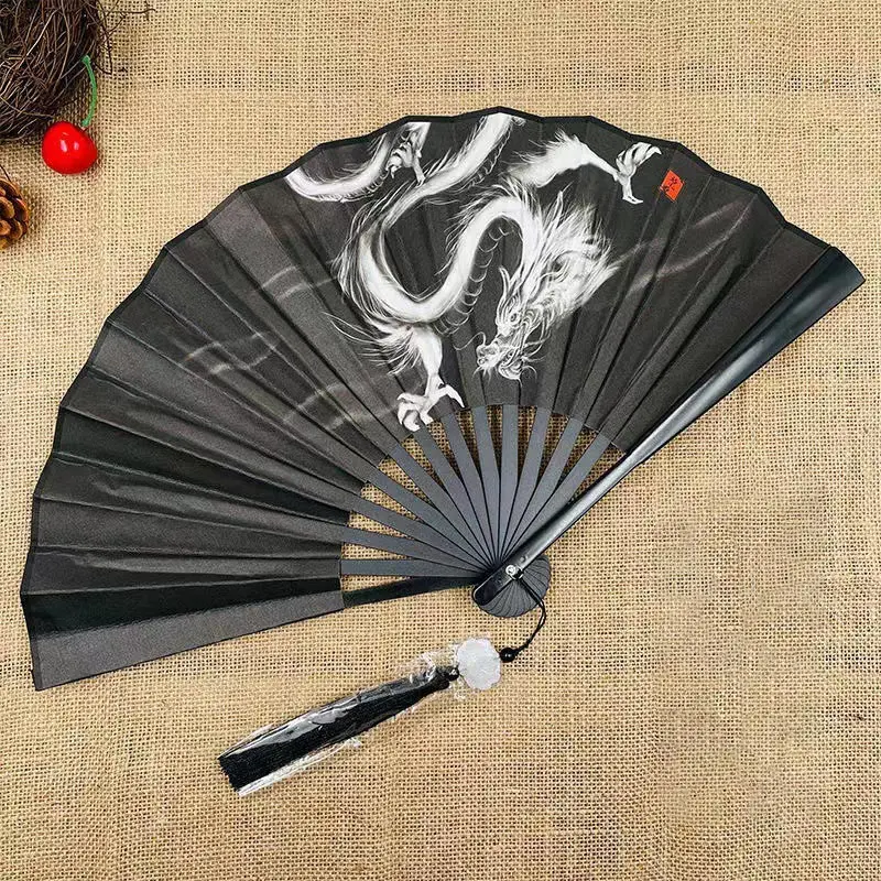 ventilateur pliable dragon rétro pour hommes et femmes, style national, hanfu, portable, durable, motif double face, ventilateur injgrill, 8 po ventilateur pliable dragon rétro pour hommes et femmes, style national, hanfu, portable, durable, motif double face, ventilateur injgrill, 8 po