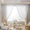 rideau français en dentelle florale, 2 pièces, bord à volants, rétro rustique, transparent, en gaze brodée, pour chambre à coucher