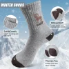 5 paires de chaussettes géométriques en tricot, chaussettes d'hiver en éponge lourde, mi mollet, couleur marron, peluche, confort pour la maison, la neige, l'extérieur, cadeau unisexe