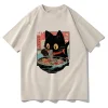 Été kawaii chat mangeant des nouilles ramen anime t shirt hommes/femmes vêtements harajuku vêtements unisexe hauts t shirts graphiques t shirts été