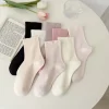 3 paires/lot nouveau style coréen doux lâche printemps automne chaussettes fille japonaise rose polyvalent couleur unie coton chaussettes
