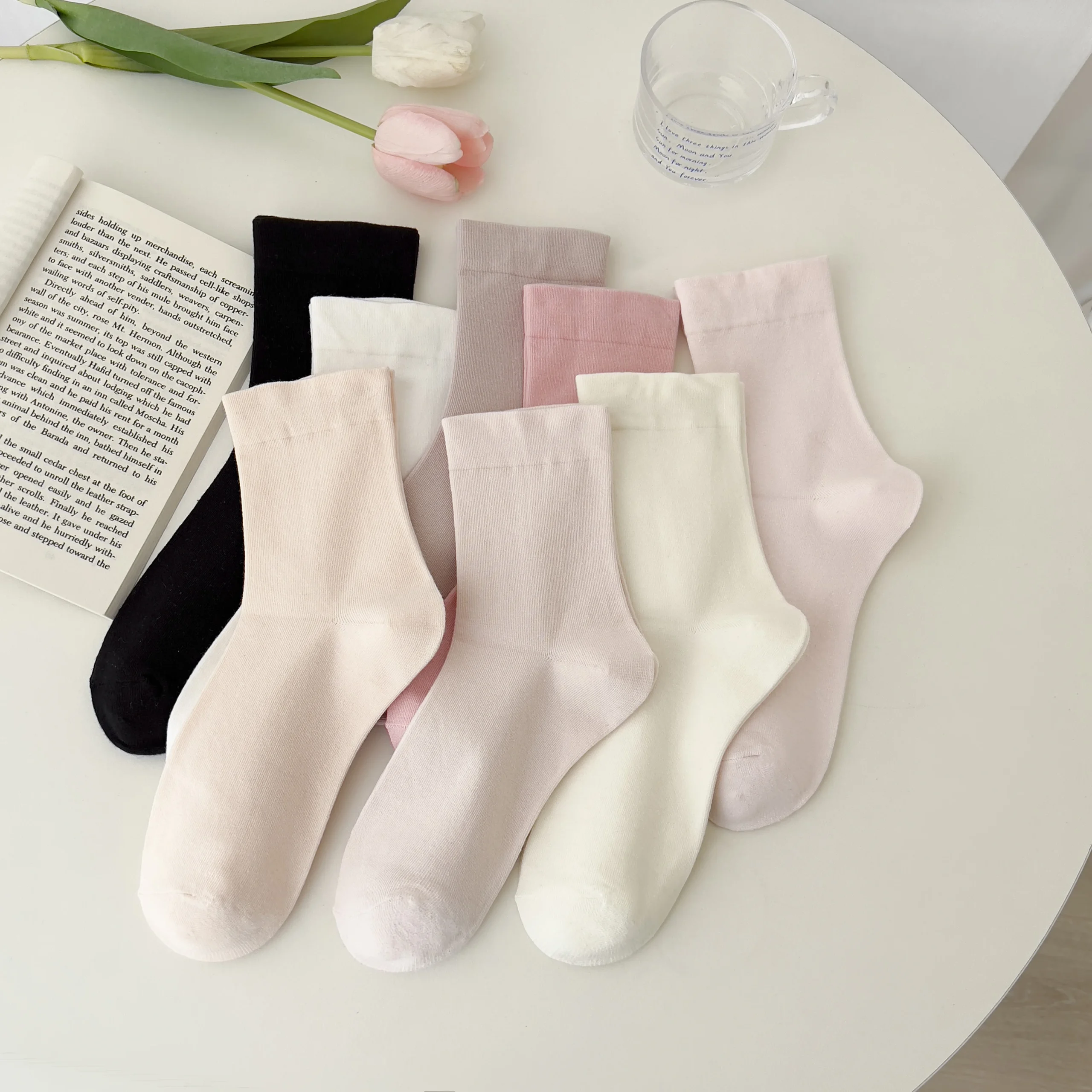 3 paires/lot nouveau style coréen doux lâche printemps automne chaussettes fille japonaise rose polyvalent couleur unie coton chaussettes 3 paires/lot nouveau style coréen doux lâche printemps automne chaussettes fille japonaise rose polyvalent couleur unie coton chaussettes
