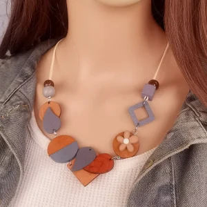 Collier bavoir de Style ethnique Vintage avec pendentifs décoratifs en bois, collier folklorique Unique fait à la main pour femmes, usage quotidien Collier bavoir de Style ethnique Vintage avec pendentifs décoratifs en bois, collier folklorique Unique fait à la main pour femmes, usage quotidien