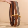 ceinture fine en daim et peau de cerf pour femmes, pour robes en jean, pantalons, ceinture réglable pour dames avec boucle en métal doré