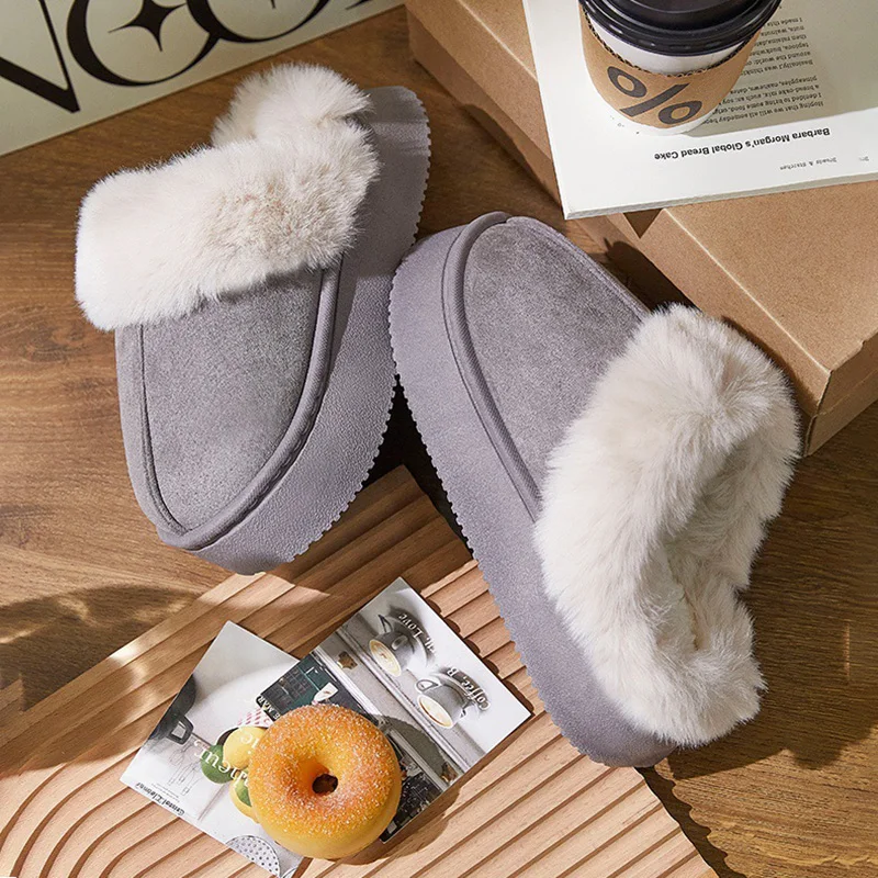 pantoufles d'hiver en daim pour femmes, chaussures chaudes et moelleuses, à la mode, pour l'intérieur, décontractées, en peluche, plateforme antidérapante pantoufles d'hiver en daim pour femmes, chaussures chaudes et moelleuses, à la mode, pour l'intérieur, décontractées, en peluche, plateforme antidérapante