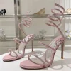 sandales gladiateur à talons hauts pour femmes, chaussures de soirée à enroulement, biscuits brillants, salle de rinçage, sexy, talons fins, parker ouvert