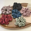injhair chouchous en satin noir pour femmes et filles, cravates pour cheveux, document solide, pinces à cheveux scrunch, accessoires pour cheveux
