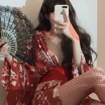 Kimono japonais sexuel, vêtements de nuit sexy, tenue de Cosplay pour femmes, Robe de Style traditionnel Yukata Sakura, pyjama, ceinture en soie douce