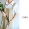 tablier en coton et lin pour femmes, dos croisé, pour travaux ménagers japonais, enveloppe de cuisson, robe de fleuriste coréenne, couleur unie, tablier de cuisine de jardin