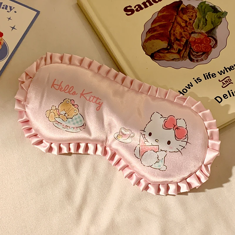 sanrio kuromi mignon masque pour les yeux à bords de dentelle bonjour kitty cannelle ma mélodie dames bureau parasol lunettes de sommeil couverture animation sanrio kuromi mignon masque pour les yeux à bords de dentelle bonjour kitty cannelle ma mélodie dames bureau parasol lunettes de sommeil couverture animation