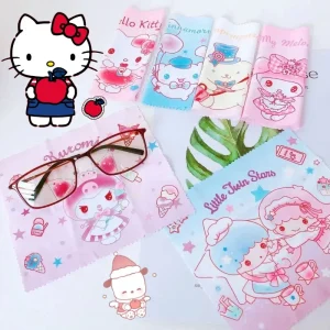 Sanrio Hello Kitty chiffon de nettoyage de lunettes chiffon de nettoyage en microfibre Chamois de haute qualité pour lunettes tissu Len lingettes d&rsquo;écran de téléphone