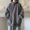 sweats à capuche monochromes surdimensionnés pour hommes, poches à capuche, manches longues, pvd, style japonais, décontracté, tendance de la mode, automne, hiver
