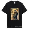 Chat samouraï tenant une katana affiche vintage T-Shirt classique vêtements pour hommes T-Shirt en coton surdimensionné t-shirts graphiques t-shirts hauts
