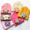 chapeau tricoté à fleurs pour bébé fille, accessoires de cheveux, nouveau né, joli bonnet d'hiver en crochet avec tissu, bonnet pour nourrissons