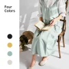 tablier en coton et lin pour femmes, dos croisé, pour travaux ménagers japonais, enveloppe de cuisson avec poche, robe de fleuriste, couleur unie, tablier de cuisine de jardin