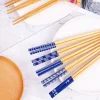 baguettes en bois de style japonais, 5 paires, réutilisables, rouge, bois de santal, cadeau chinois, ensemble de ustensiles de cuisine, nouveau, 2023
