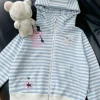 Manteaux à capuche japonais pour femmes Y2K, hauts pour femmes, couleur américaine Vintage épissage avec vestes Cardigan rétro épaisses, automne et hiver