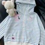 Manteaux à capuche japonais pour femmes Y2K, hauts pour femmes, couleur américaine Vintage épissage avec vestes Cardigan rétro épaisses, automne et hiver