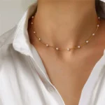 Chaîne de cou couleur or pour femmes, Style coréen, breloque pour fille, collier ras du cou en perles, chaîne de perles élégante, collier court de clavicule, cadeau