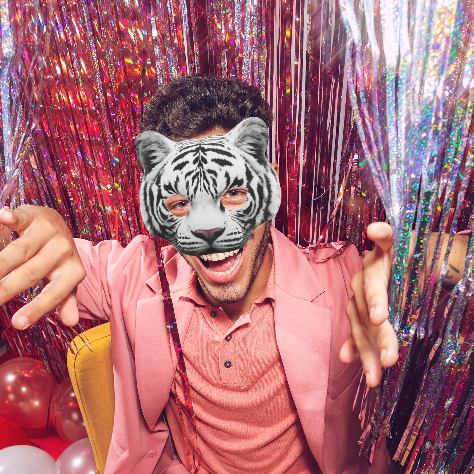masque de tigre simulé d'halloween, masques de carnaval d'animaux, accessoire photo demi visage eva, mascarade pour fête cosplay, festival en plein air masque de tigre simulé d'halloween, masques de carnaval d'animaux, accessoire photo demi visage eva, mascarade pour fête cosplay, festival en plein air