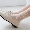 chaussettes harajuku pour femmes, chaussettes respirantes en dentelle florale transparente, chaussettes en résille en maille douce, chaussettes douces et respirantes, bonneterie sox