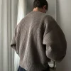 high street harajuku – cardigan noir pour hommes, marque tendance, décontracté, streetwear, rétro américain, pull tricoté ample, automne et hiver