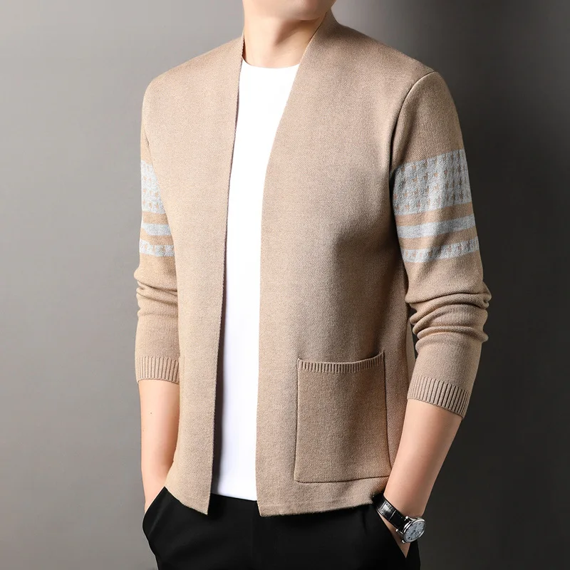 cardigan tricoté pour hommes, ample, décontracté, polyvalent, mode papa d'âge moyen, pull simple, manteau, printemps automne cardigan tricoté pour hommes, ample, décontracté, polyvalent, mode papa d'âge moyen, pull simple, manteau, printemps automne