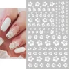 autocollants pour ongles 3d en fleurs de cerisier, pétales de fleurs blanches, décalcomanies pour nail art, design de mariage élégant, décor coulissant de manucure sakura de printemps