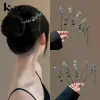 Épingle à cheveux à fleurs de Style néo-chinois, bâtons de cheveux à pampilles de fleurs colorées à l’encre pour femmes, bijoux en métal élégants, accessoire pour cheveux Épingle à cheveux à fleurs de Style néo-chinois, bâtons de cheveux à pampilles de fleurs colorées à l’encre pour femmes, bijoux en métal élégants, accessoire pour cheveux