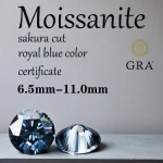 Sakura – pierre Moissanite coupée, bleu Royal, couleur naturelle, pierres précieuses Chamrs, matériaux de fabrication de bijoux à faire soi-même, avec certificat, vente en gros Sakura – pierre Moissanite coupée, bleu Royal, couleur naturelle, pierres précieuses Chamrs, matériaux de fabrication de bijoux à faire soi-même, avec certificat, vente en gros