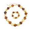 kunjoe bohème résine acrylique collier bracelet ensemble de bijoux pour femmes vintage perle chaîne collier ras du cou élastique bracelet cadeau