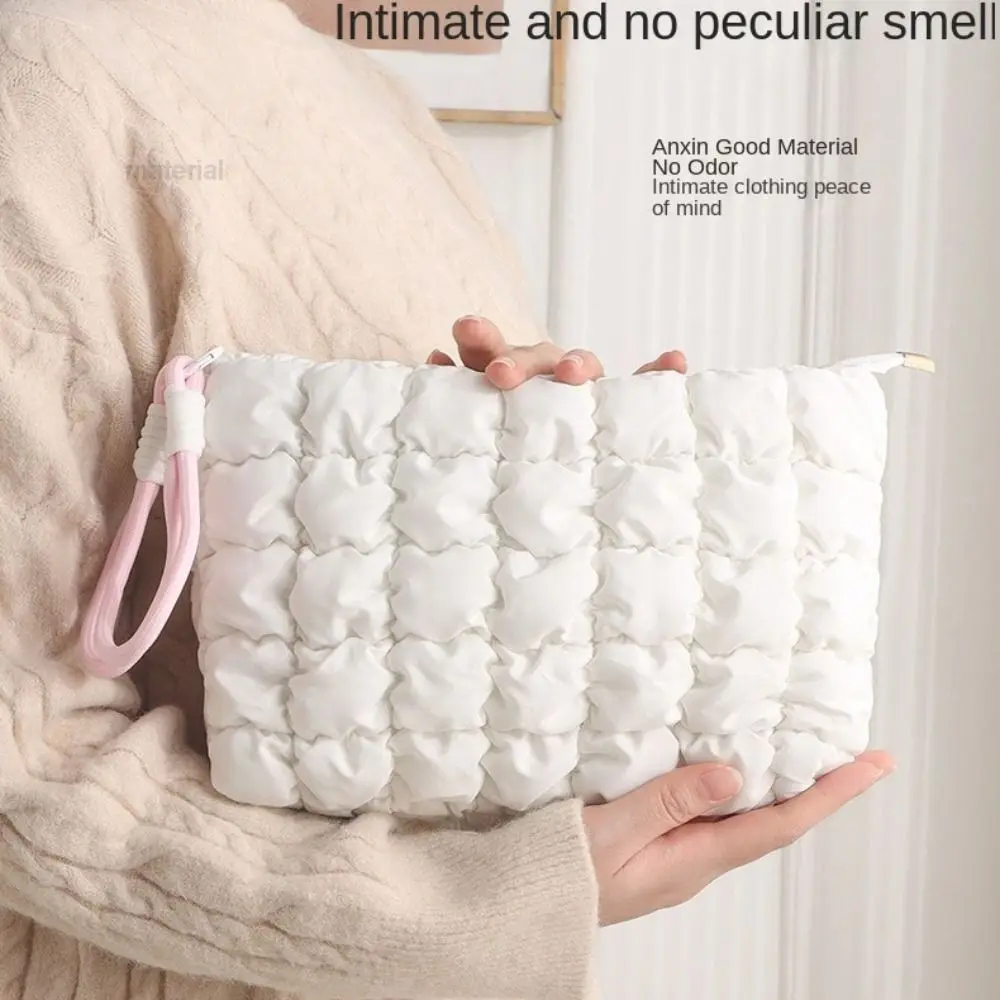pochette de maquillage bouffante de style coréen, couleur unie avec fermeture éclair, sac à main nuage de grande capacité, sac à cosmétiques doux pour femmes et filles pochette de maquillage bouffante de style coréen, couleur unie avec fermeture éclair, sac à main nuage de grande capacité, sac à cosmétiques doux pour femmes et filles