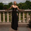 robe portefeuille tricotée noire pour femmes, tenue longue, sexy, slim, fente, taille empire, mi longue, asymétrique épaule dénudée, en fiber de polyester, été