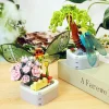 moc – blocs de construction en pot, insectes, fleur, papillon, libellule, bouquet succulent, modèle de briques, décoration créative, jouets diy, cadeaux