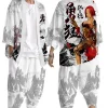 ensemble cardigan et pantalon kimono japonais grande taille 5xl 6xl, chemise imprimée démon pour hommes et femmes, costume de cosplay tradition yukata haori obi