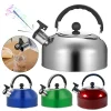 Théière à poignée ergonomique en acier inoxydable, bouilloire à eau à gaz, bouilloire à sifflet pour les voyages, la randonnée, la cuisine, 3L