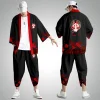 ensemble cardigan et pantalon kimono japonais grande taille 5xl 6xl, chemise imprimée démon pour hommes et femmes, costume de cosplay tradition yukata haori obi