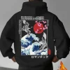japon ukiyoe sakura & big wave kanagawa imprimer hommes femmes sweat à capuche automne hiver quotidien fitness décontracté ample chaud vêtements de sport