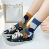 chaussettes jacquard colorées à deux orteils pour femmes, en coton peigné, douces et respirantes, à bout fendu, amusantes et chics, tabi