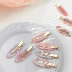 Sakura – pince à cheveux en acétate rose sans couture, pince à bec de canard sans courbure, frange antidérapante, épingle à cheveux pour Salon de coiffure pour femmes et filles
