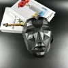 masque de fête géométrique futuriste style technique noir avec bouche en maille respirante parfait pour les fêtes à thème de cosplay d'halloween
