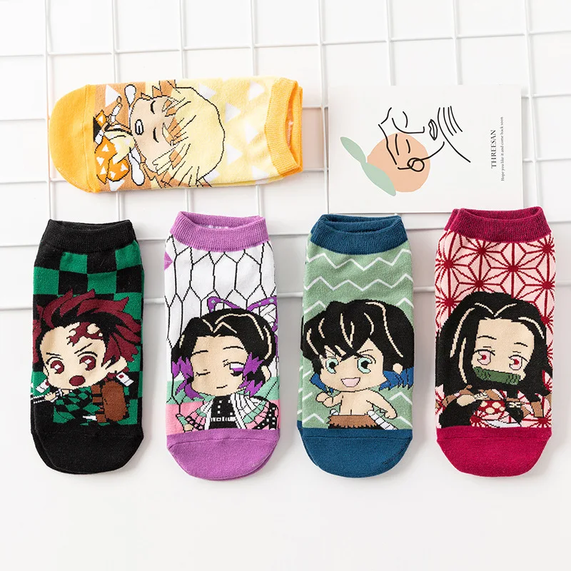 chaussettes courtes demon slayer kimetsu no yaiba, accessoires de cosplay anime, dessins animés kamado tanjirou kamado nezuko, chaussettes en coton hall chaussettes courtes demon slayer kimetsu no yaiba, accessoires de cosplay anime, dessins animés kamado tanjirou kamado nezuko, chaussettes en coton hall