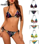 Nadanba-Maillot de bain deux pièces pour femmes, bikini sexy, dos nu, imprimé abstrait, à la mode, pour la plage Nadanba-Maillot de bain deux pièces pour femmes, bikini sexy, dos nu, imprimé abstrait, à la mode, pour la plage