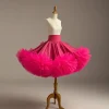 jupe en satin fuchsia longueur genou pour femmes, avec bas à volants, costumes pour spectacle sur scène, jupes pour séances photo