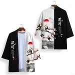 Kimono unisexe noir et blanc, Cosplay samouraï, hauts tendance, Cardigan décontracté, Costume Yukata, Streetwear japonais, vêtements traditionnels Kimono unisexe noir et blanc, Cosplay samouraï, hauts tendance, Cardigan décontracté, Costume Yukata, Streetwear japonais, vêtements traditionnels