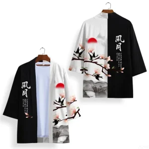 Kimono unisexe noir et blanc, Cosplay samouraï, hauts tendance, Cardigan décontracté, Costume Yukata, Streetwear japonais, vêtements traditionnels Kimono unisexe noir et blanc, Cosplay samouraï, hauts tendance, Cardigan décontracté, Costume Yukata, Streetwear japonais, vêtements traditionnels