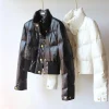 veste d'hiver courte coréenne haut de gamme pour femme, col montant, parka chaude, doudoune, manteau léger, extérieur, coupe vent, bouton d'oreiller